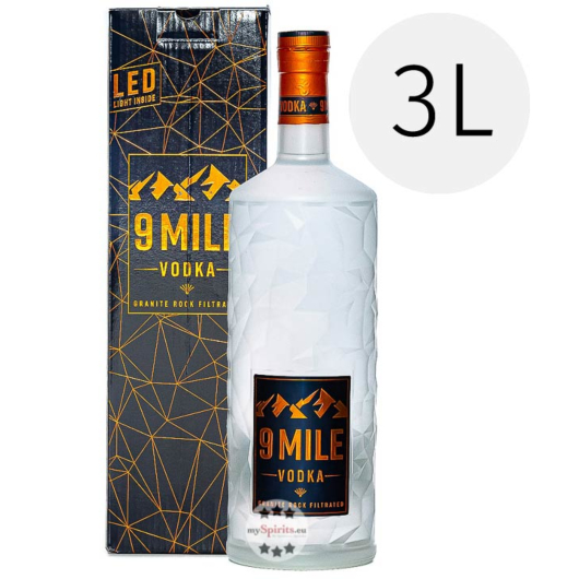 9 Mile Vodka 3L inkl. LED-Licht – think big