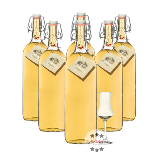 6 x Prinz: Alte Kirsche Kombi / 41 % Vol. / 6 x 1,0 Liter-Flasche + 1 x gratis mySpirits Schnapskelch