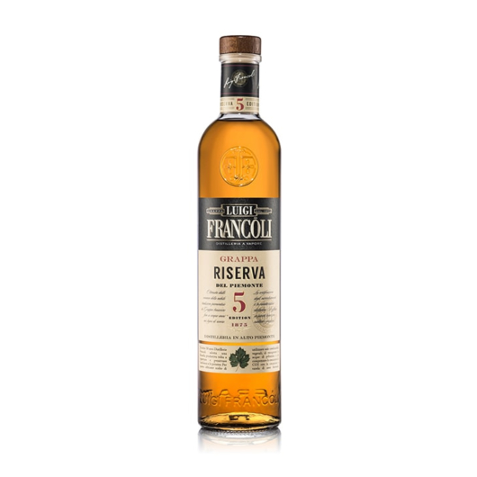 Francoli: Riserva del Piemonte 5 Jahre Grappa / 41,5 % vol / 0,7 Liter-Flasche