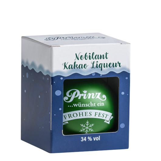 Prinz Christbaumkugel mit Nobilant Kakao Liqueur / 37,7 % Vol. / 0,04 Liter-Flasche