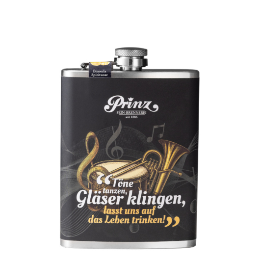 Prinz Flachmann Musik - Birnerla / 34 % vol / 0,2 Liter-Flasche aus Edelstahl