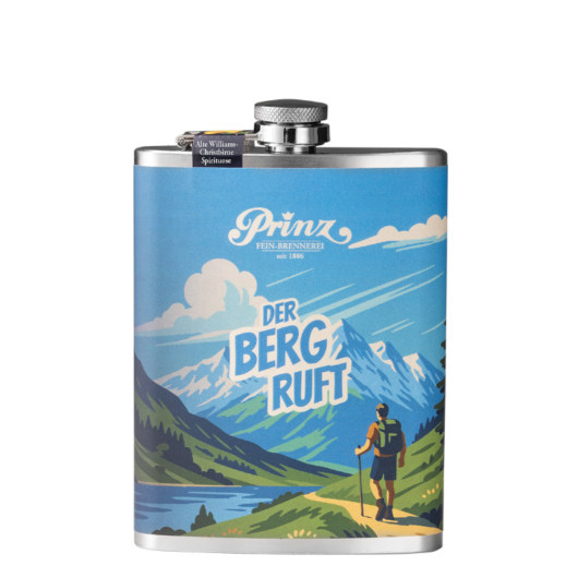 Prinz Flachmann Wandern - Alte Williams-Christ Birne / 41 % vol / 0,2 Liter-Flasche aus Edelstahl