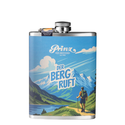 Prinz Flachmann Wandern - Hausschnaps / 34 % vol / 0,2 Liter-Flasche aus Edelstahl
