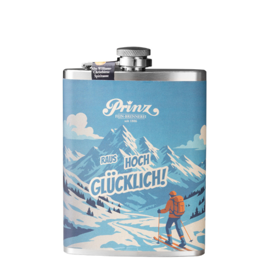 Prinz Flachmann Winter - Alte Williams-Christ Birne / 41 % vol / 0,2 Liter-Flasche aus Edelstahl