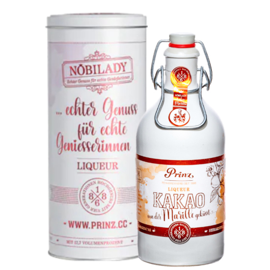 Prinz Nobilady Liqueur Kakao-Marille in Metalldose / 17,7 % vol / 0,5 Liter-Flasche