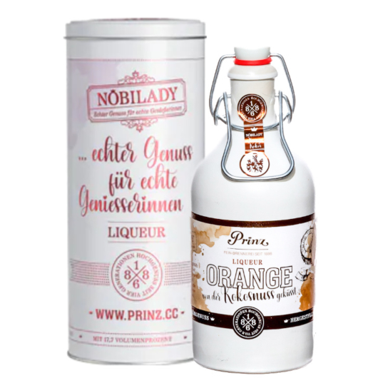 Prinz Nobilady Liqueur Orange-Kokosnuss in Metalldose / 17,7 % vol / 0,5 Liter-Flasche