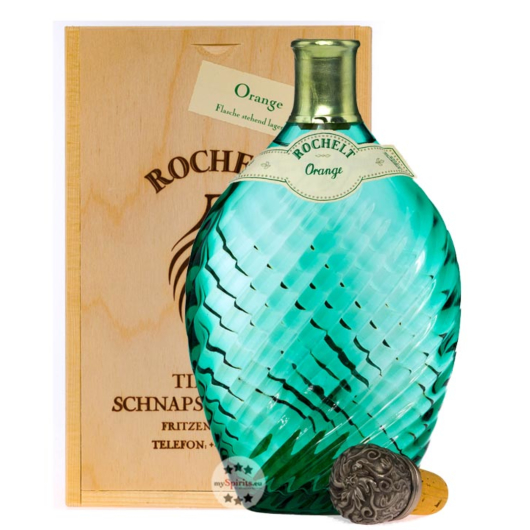 Rochelt Orange Edelbrand aus saftigen Orangen / 58 % vol / 0,35 Liter in Holzkiste inkl. 10,00 € Pfand