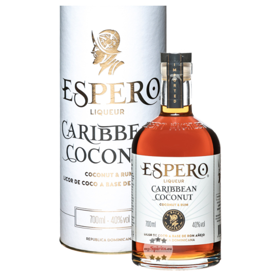 Ron Espero: Caribbean Coconut Liqueur / 40 % Vol. / 0,7 Liter-Flasche in Geschenkdose
