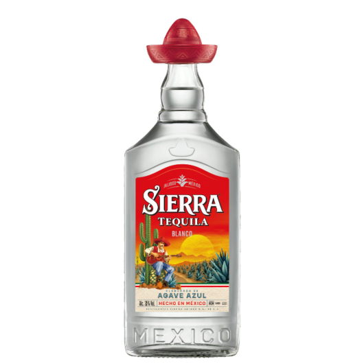 Sierra Tequila Blanco / 35 % vol / 0,7 Liter-Flasche mit rotem Hut