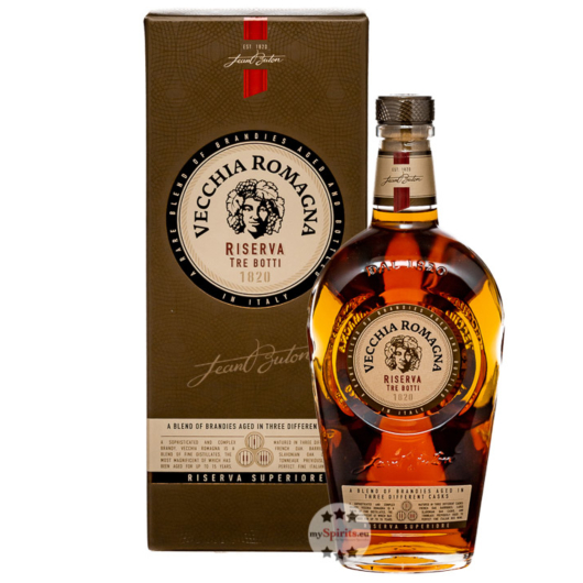 Vecchia Romagna Riserva Tre Botti 1820 Brandy / 40,8 % Vol. / 0,7 Liter-Flasche in Geschenkbox