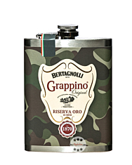 Bertagnolli Flachmann Grappino Riserva Oro Camouflage / 38 % vol / 0,2 Liter-Flasche aus Edelstahl