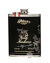 Prinz Flachmann Alte Wald-Himbeere im Holzfass gereift / 41 % Vol. / 0,2 Liter-Flasche aus Edelstahl