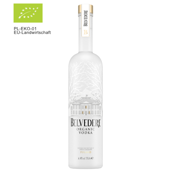 Belvedere Organic Vodka Bio Großflasche mit LED Licht / 40 % Vol. / 1,75 Liter-Flasche