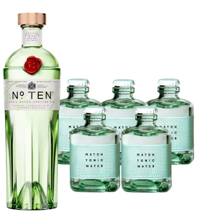 Tanqueray No. 10 Gin (47,3 % vol, 0,7l) & 5 x Match Mediterranean Tonic Water (0,2l) inkl. 1,50 € Pfand