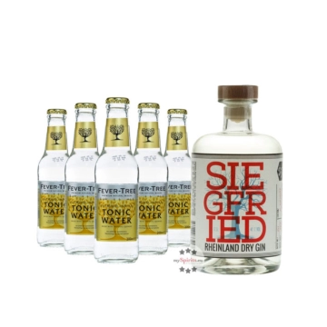 Siegfried Rheinland Dry Gin (41% Vol., 0,5 L) & 5 x Fever-Tree Premium Indian Tonic Water (0,2 L) inkl. 0,75 &euro; Pfand