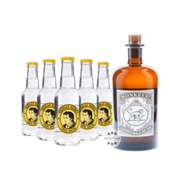 Monkey 47 Dry Gin (47% Vol., 0,5 L) & 5 x Thomas Henry Tonic Water (0,2 L)
