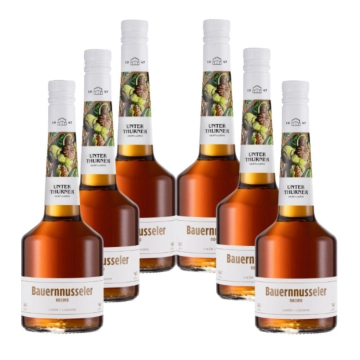 6 x Unterthurner Bauernnusseler Walnuss-Likör mit Grappa / 39 % vol. / 6 x 0,7 Liter-Flasche
