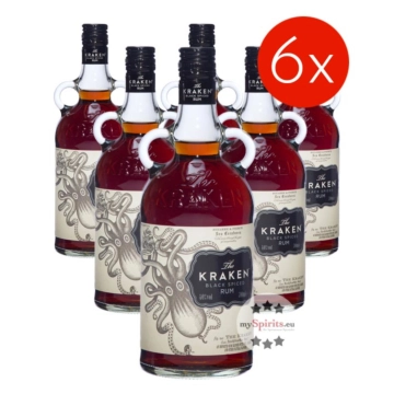 6 x The Kraken Black Spiced Spirit Drink auf Rum-Basis / 40 % vol / 6 x 0,7 Liter-Flasche
