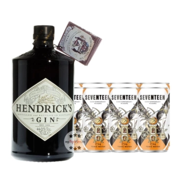 Gin Tonic Set: Hendrick’s Gin (44 % Vol. / 0,7 Liter) + 8 x 1724 Tonic Water (0,2 Liter) inkl. 2,00 € Pfand