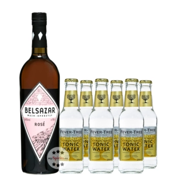 Belsazar Rosé Tonic Set: 1 x Belsazar Rosé Vermouth (17,5 % vol, 0,75l) + 6 x Fever-Tree Indian Tonic Water 0,2l inkl. 0,90 € Pfand