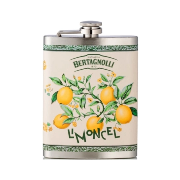 Bertagnolli Flachmann Limoncel / 28 % vol / 0,2 Liter-Flasche aus Edelstahl