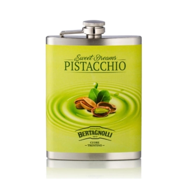 Bertagnolli Flachmann Sweet Dreams Pistacchio Pistazienlikör / 17 % vol / 0,2 Liter-Flasche aus Edelstahl