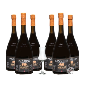 6 x Fassbind Alte Aprikose - Vieil Abricot / 40 % vol / 6 x 0,7 Liter + mySpirits Schnapskelch