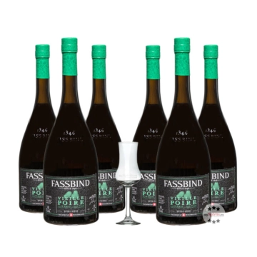 Fassbind: 6 x Alte Birne - Vieille Poire / 40% Vol. / 6 x 0,7 Liter + mySpirits Schnapskelch