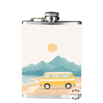 Camping Flachmann mit Ron Elmilio Premium Rum / 40 % vol / 0,2 Liter-Flasche aus Edelstahl