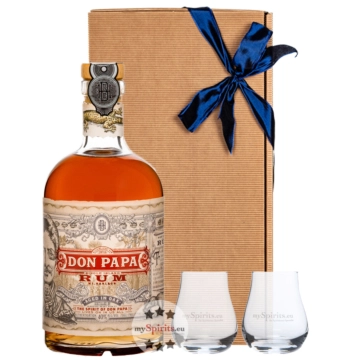 Geschenkset Don Papa Rum 40 % vol. 0,7 l & 2 Nosing-Gläser in Geschenk-Schachtel