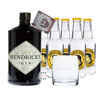 Hendrick's Gin (44 % Vol., 0,7 L) & 5 x Thomas Henry Tonic Water (0,2 L) + Glas