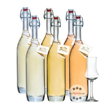 Prinz: Alte Sorten Kombi-Paket 0,5 l (Alte Marille, Williamsbirne & Wald-Himbeere) / 41 % vol / 6 x 0,5 Liter + gratis mySpirits Schnapskelch
