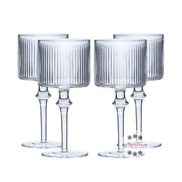 4 x Le Tribute Gin Glas Copa Glas mit Stiel / ca. 500 ml / Ø ca. 10 cm / H: ca. 22 cm / 4 Gläser im Set in Dekobox