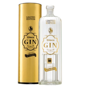 Löwen Gin Gold Aurum Purissimum: Gin mit Gold Limited Edition / 40 % Vol. / 0,7 Liter-Flasche in Geschenkdose