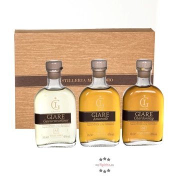 Marzadro Grappa Set Degustazione Grappa Giare / 41 & 45 % Vol. / 3 x 0,1 Liter-Flaschen