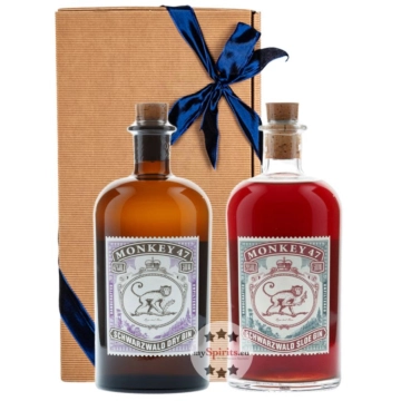 Monkey Gin Geschenkbox mit Monkey  Gin (47 % Vol. / 0,5 L) + 1 x Monkey 47 Sloe Gin (29 % vol. / 0,5 L)