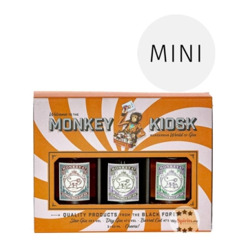 Monkey Kiosk Gin Miniaturen-Probierset / 29 - 47 % Vol. / 5 x 0,05 Liter-Flaschen in Deko-Box