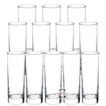 12 x mySpirits Longdrinkglas mit mySpirits-Logo im Boden / ca. 305 ml / Ø ca. 6 cm / H: ca. 16,5 cm