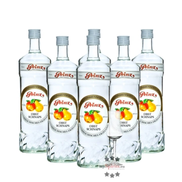6 x Prinz Obstschnaps 40 % vol. / 40 % Vol. / 6 x 1,0 Liter-Flasche + 1 x gratis mySpirits-Schnapskelch