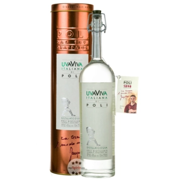 Poli UvaViva Italiana di Poli – Traubenbrand / 40 % Vol. / 0,7 Liter-Flasche in Geschenkdose