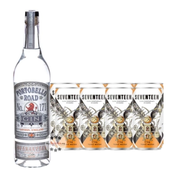 Gin Tonic Set: Portobello Road No. 171 Gin (42 % Vol. / 0,7 Liter) + 8 x 1724 Tonic Water (0,2 Liter) inkl. 2,00 &euro; Pfand