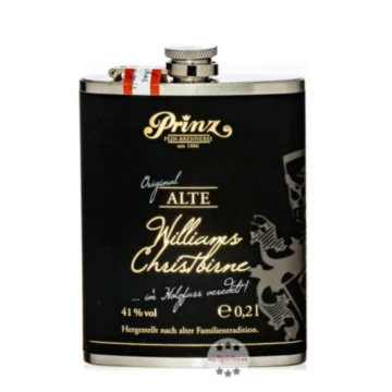 Prinz Flachmann Alte Williams-Christ-Birne im Holzfass gereift / 41 % Vol. / 0,2 Liter-Flasche aus Edelstahl 