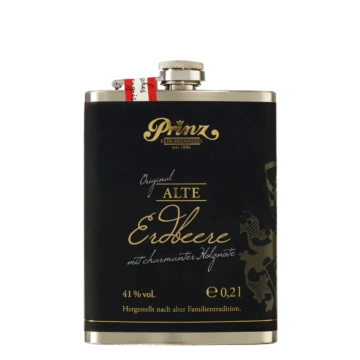 Prinz Flachmann Alte Erdbeere / 41 % vol / 0,2 Liter-Flasche aus Edelstahl
