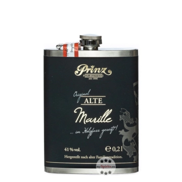 Prinz Flachmann Alte Marille in Holzfass gereift / 41 % Vol. / 0,2 Liter-Flasche aus Edelstahl