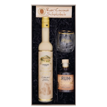 Prinz Geschenk-Set Frauenkränzchen - Prinz Marc de Champagne-Trüffel-Likör & Likör mit Inländerrum / 15 & 40 % / 1 x 0,5 & 1 x 0,2 in Deko-Box