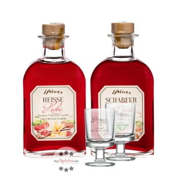 Prinz Lik&ouml;r-Set: Hei&szlig;e Liebe & Scharfer Kuss + 2 Gl&auml;ser | mySpirits