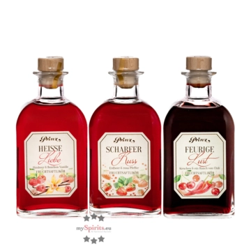 Prinz Sommerlik&ouml;r-Set mit Hei&szlig;e Liebe, Scharfer Kuss, Feurige Lust / 16 % Vol. / 3 x 0,5 Liter