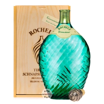 Rochelt  Gravensteiner Apfel – Jahrgangsbrand aus Apfel im Glasballon gereift / 50 % Vol. 0,35 Liter-Flasche in Holzkiste