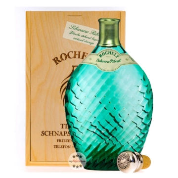 Rochelt Schwarze Ribisel – Fruchtbrand aus schwarzer Johannisbeere / 52 % Vol. 0,35 Liter-Flasche in Holzkiste