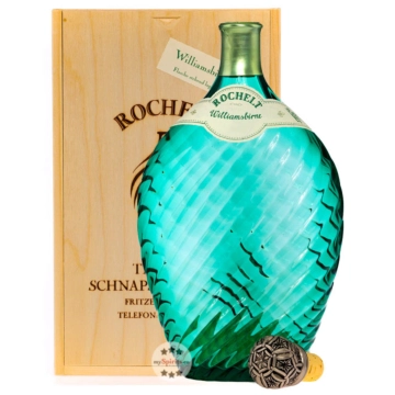 Rochelt Williamsbirne – Sortenreiner Jahrgangsbrand aus Williamsbirnen / 50 % Vol. 0,7 Liter-Flasche in Holzkiste